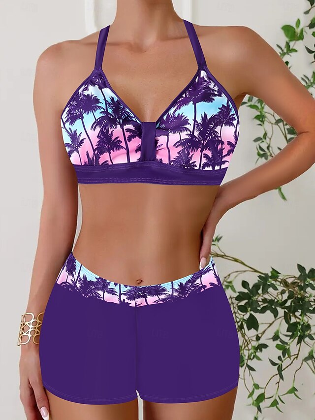 Women high-waisted ribbed bikini set structured V-neck summer