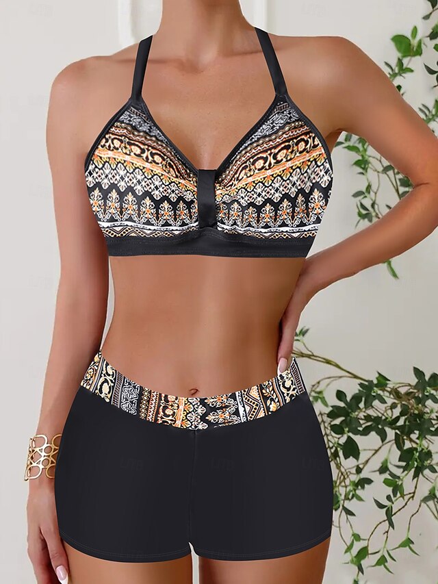 Women high-waisted ribbed bikini set structured V-neck summer